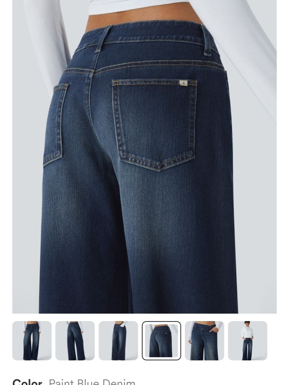 Halara Flex Denim, Wide-Leg, Low Rise Jeans in Paint Blue Color - Picture 5 of 8